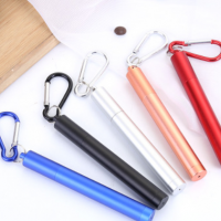 食品級不銹鋼304伸縮吸管 亞馬遜熱銷可伸縮吸管便攜鋁殼套裝廠家