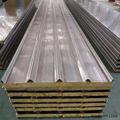 騰威 彩鋼巖棉夾芯板 防火巖棉屋面板 屋面瓦楞板 980手工巖棉夾芯板138173 98076