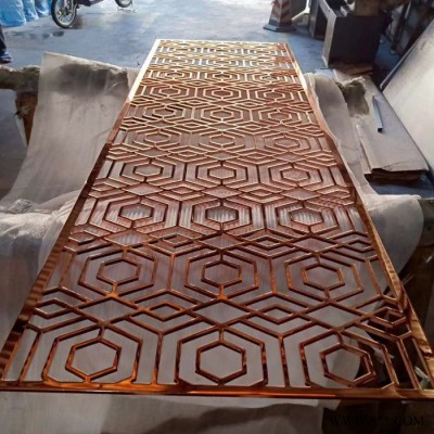 吉達旺非標定制拉絲玫瑰金鋁板浮雕隔斷 黃鈦金鏡面鏤空隔斷 酒店大堂紅古銅鋁浮雕隔斷