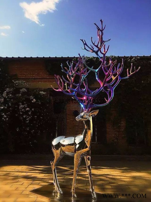 康大雕塑 七彩電鍍小鹿不銹鋼雕塑