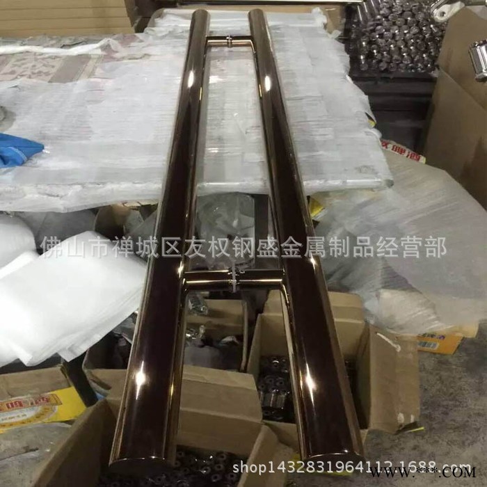 電鍍鏡面黑鈦金方管不銹鋼門拉手  辦公室玻璃門砂面拉手