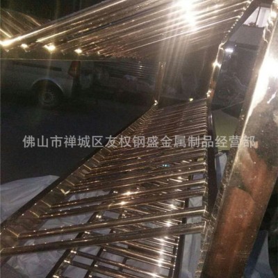 電鍍加工鏡面玫瑰金餐廳酒柜   高端酒店香檳金不銹鋼紅酒架