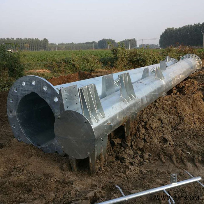 【創森】鋼桿基礎打樁  鋼結構電力鐵塔 雙回路轉角桿 15米輸電鍍鋅鋼管桿
